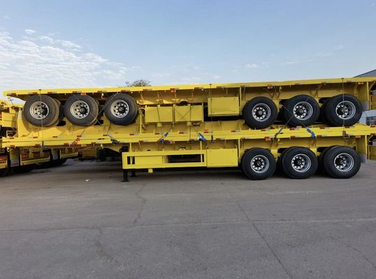 20T-80T 3 축 화물 트레일러 12400*2610*1550mm 화물을 운송하는 평면 반트레일러