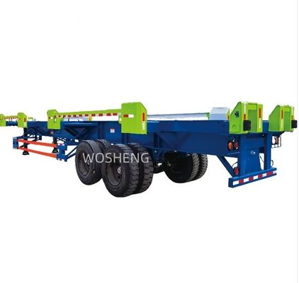 포항항 운송용 Wosheng 2 Axle Blue Container Skeleton 반 트레일러