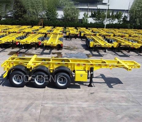 기계식 서스펜션 Wosheng 3 Axle 20FT 40FT 컨테이너 차시 스켈레톤 반 트레일러