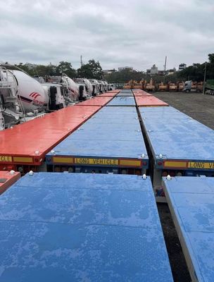 Wosheng 2/3 Axles 컨테이너 평면 반 트레일러 20FT 40FT 장거리 운송