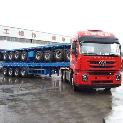 Wosheng 2/3 Axles 컨테이너 평면 반 트레일러 20FT 40FT 장거리 운송