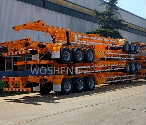 기계식 서스펜션 Wosheng 3 Axle 20FT 40FT 컨테이너 차시 스켈레톤 반 트레일러