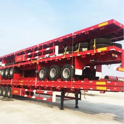 3 4 축 선박 화물 및 20ft 40ft 45ft 컨테이너 평면 트레일러 최대 80tons 유료물