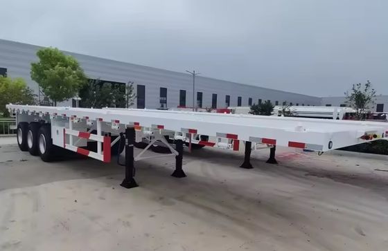 90T 최대 용량 스틸 20FT 40FT 컨테이너 평면 반 트레일러 12r22.5 타이어