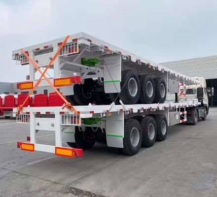 90T 최대 용량 스틸 20FT 40FT 컨테이너 평면 반 트레일러 12r22.5 타이어