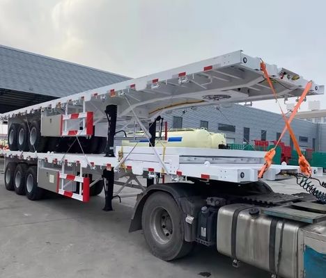 90T 최대 용량 스틸 20FT 40FT 컨테이너 평면 반 트레일러 12r22.5 타이어