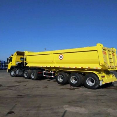 WS U Shape 40-45 CBM 3-Axle End Unload 수압 팅퍼 후면 덤프 트럭용 반트레일러
