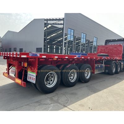 3 축 12R22.5 타이어 스틸 재료 20T-80T의 최대 용량으로 평면 반 트레일러