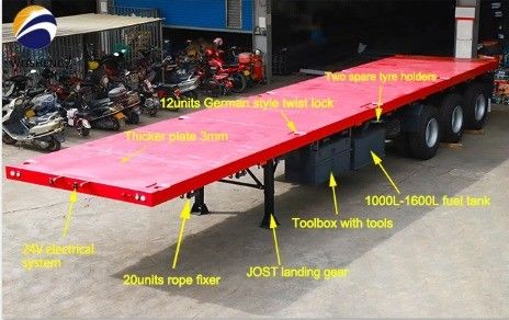 40FT 평면 침대 컨테이너 평면 반 트레일러 2 &quot;또는 3.5&quot; 킹 핀과 3 또는 4 축