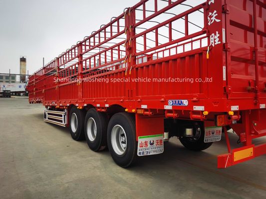 20-100 톤 3/4 Axles 울타리 강철 스틱 반 트레일러 가축 및 채소 로딩