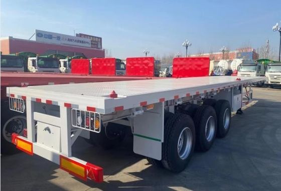 40ft 컨테이너 유틸리티 반 트레일러 평면 트레일러 듀얼 라인 브레이킹 시스템 12R22.5 타이어