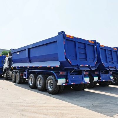 산동 WS 3 축 20-100톤 후방 굽기 수압 트레일러 철강 재료 후방 덤프 반 트레일러