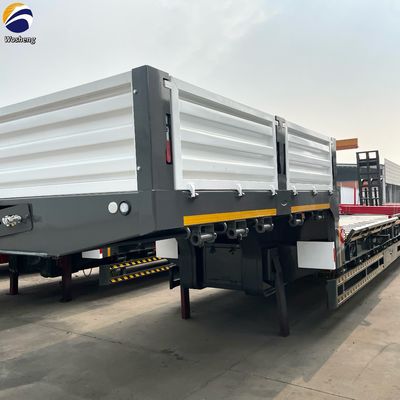 미국 또는 독일 공기 서스펜션 60Ton 3 Axle 낮은 침대 반 트레일러 목재 목재