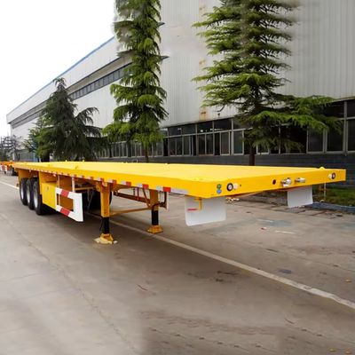 최대 운반량 20T-80T 40 Ft 2 3 축 장거리 운송용 평면 반 트레일러