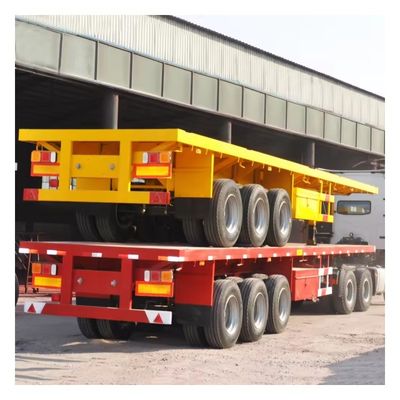 최대 운반량 20T-80T 40 Ft 2 3 축 장거리 운송용 평면 반 트레일러
