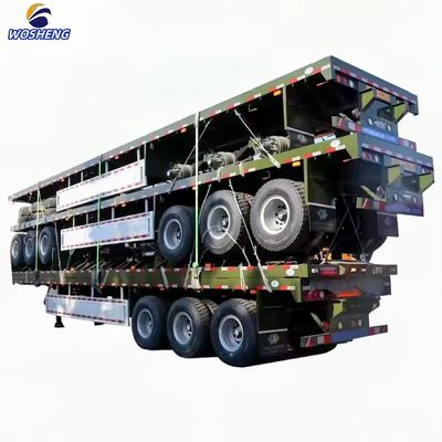 4 축 20FT 40FT 평면 반 트럭 트레일러 컨테이너 반 트레일러 12R22.5 타이어