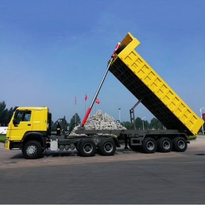 직선 3-6 축 굽는 굽는 후방 덤프 트럭 반 트레일러 28T 착륙 기구