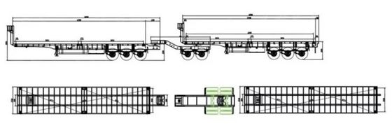 20FT 40FT 더블 링크 평면 반 트럭 트레일러와 AIR / 기계식 서스펜션