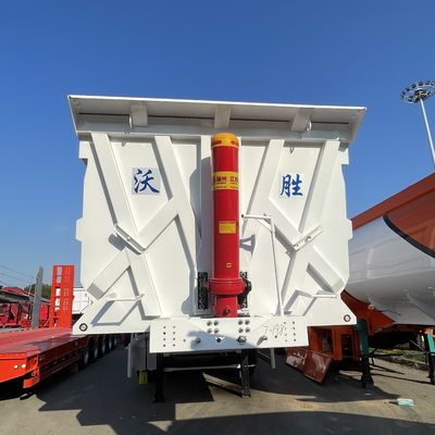 80-100 톤 U 모양 후방 덤프 반 트레일러 모래 운송 3/4 축