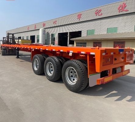 40ft 평면 트레일러 3Axles 4Axles 평면 침대 컨테이너 트럭 Wosheng의 반 트레일러