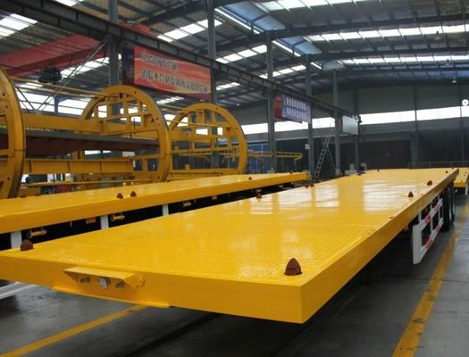 40ft 평면 트레일러 3Axles 4Axles 평면 침대 컨테이너 트럭 Wosheng의 반 트레일러