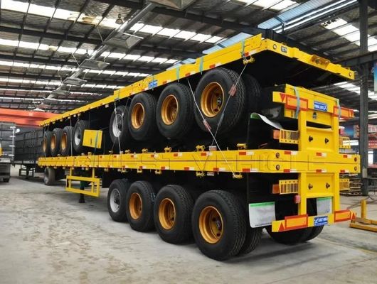 40ft 평면 트레일러 3Axles 4Axles 평면 침대 컨테이너 트럭 Wosheng의 반 트레일러