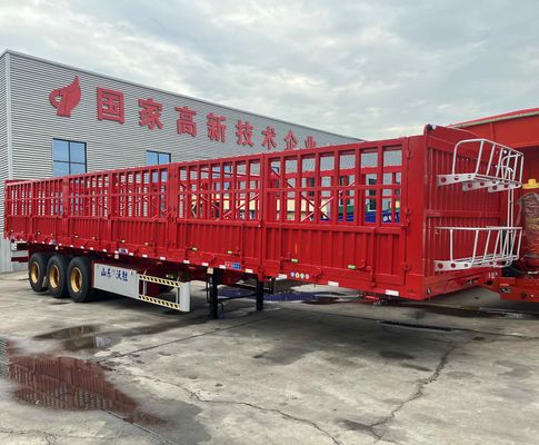 3 축 40-80tons Drop Side 가축 농장 측면 벽 울타리 반 트럭 트레일러 직접