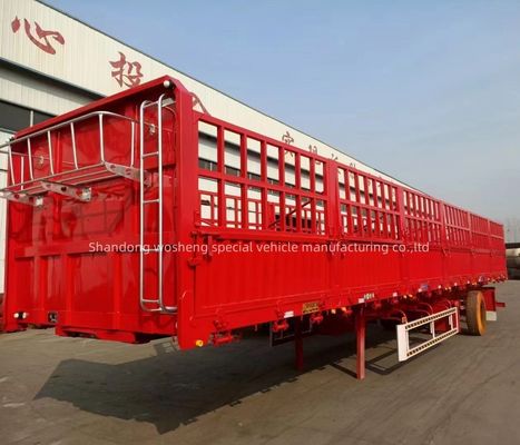 3 축 40-80tons Drop Side 가축 농장 측면 벽 울타리 반 트럭 트레일러 직접