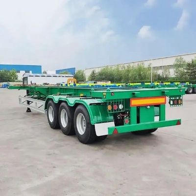 Q345B 높이 500mm 20FT 40FT 컨테이너 차시 운송용 반 트레일러 스켈레톤