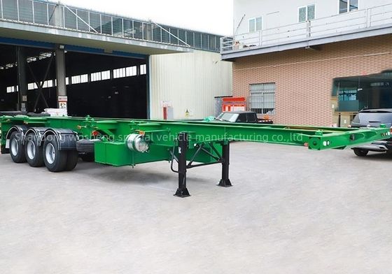 Q345B 높이 500mm 20FT 40FT 컨테이너 차시 운송용 반 트레일러 스켈레톤