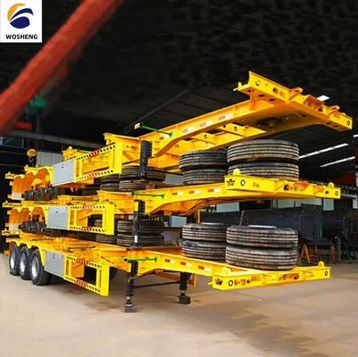 운송 40ft 컨테이너 wosheng 3 축 골격 컨테이너 잠금 반 트레일러