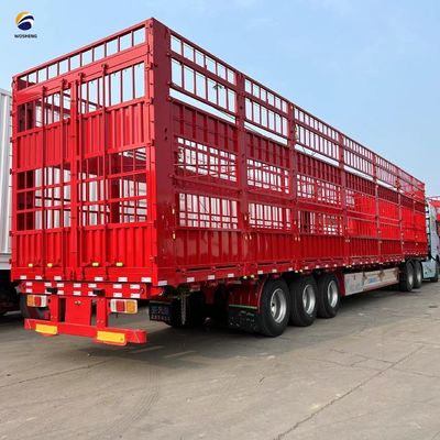 Wosheng 3 Axles 20-50T 채소 운송을 위한 가축 높은 울타리 반 트레일러