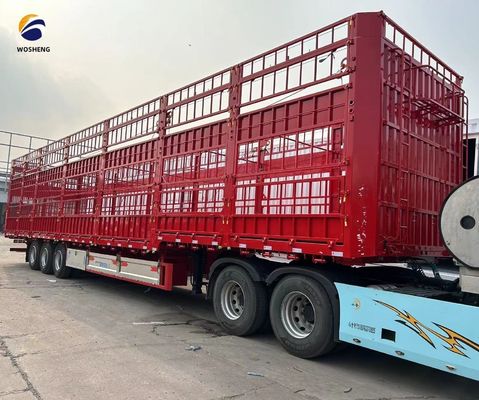 Wosheng 3 Axles 20-50T 채소 운송을 위한 가축 높은 울타리 반 트레일러