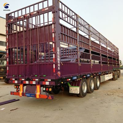 Wosheng 3 Axles 20-50T 채소 운송을 위한 가축 높은 울타리 반 트레일러