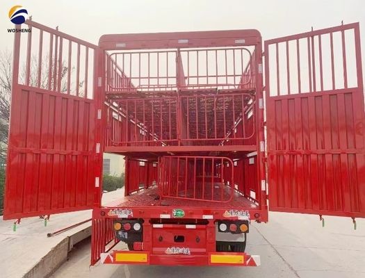 Wosheng 3 Axles 20-50T 채소 운송을 위한 가축 높은 울타리 반 트레일러