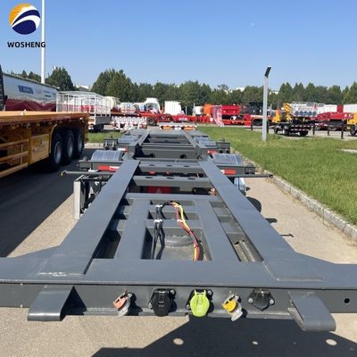 40ft 45ft 3 Axle Shipping Container 스켈레톤 트레일러 거시 목 체스 반 트럭 트레일러