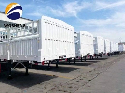 12.4m 길이 50T 3 축 사이드 플레이트 사이드 울타리 기계식 서스펜션과 반 트레일러