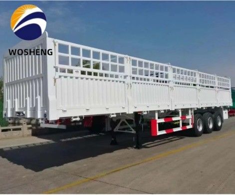 12.4m 길이 50T 3 축 사이드 플레이트 사이드 울타리 기계식 서스펜션과 반 트레일러