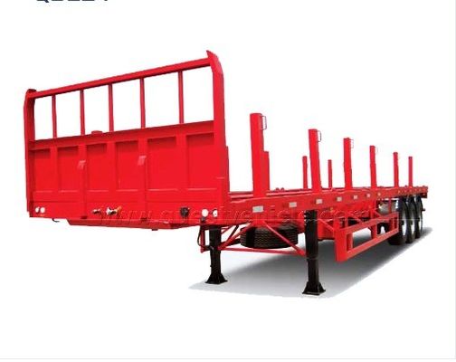 Q345b 본선 3 축 20ft 40ft 컨테이너 운송 60-100톤 평면 평면 트럭 반 트레일러
