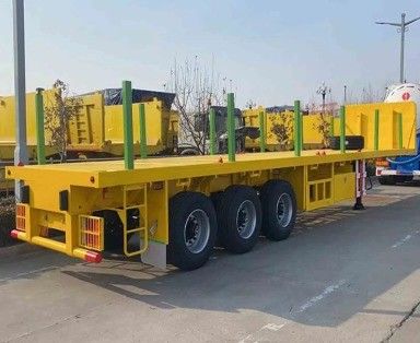 Q345b 본선 3 축 20ft 40ft 컨테이너 운송 60-100톤 평면 평면 트럭 반 트레일러
