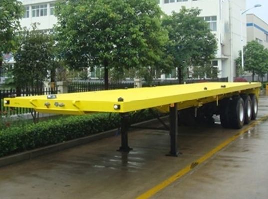 Q345b 본선 3 축 20ft 40ft 컨테이너 운송 60-100톤 평면 평면 트럭 반 트레일러